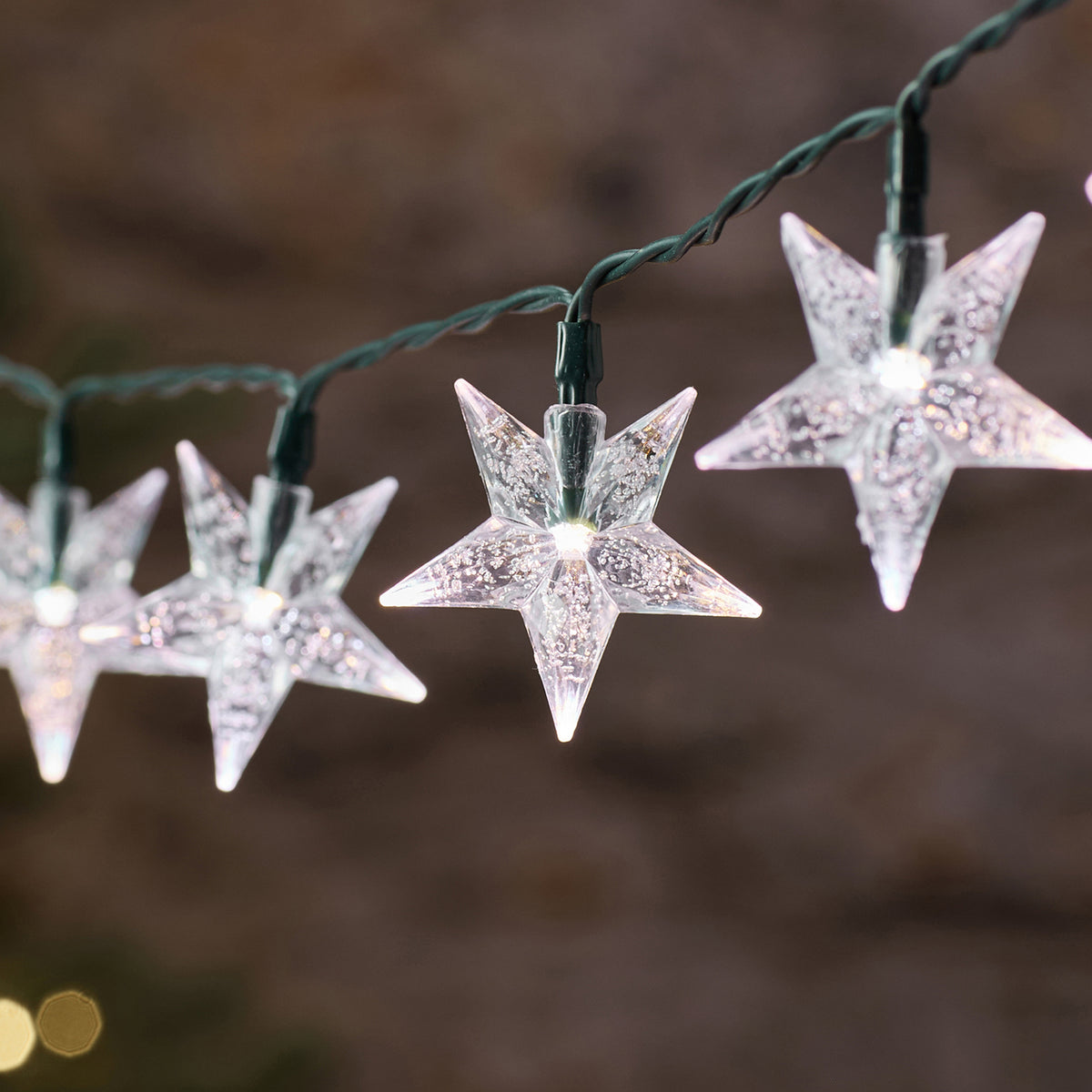 50 Dual Colour Bubble Star Outdoor Fairy Lights on Green Cable