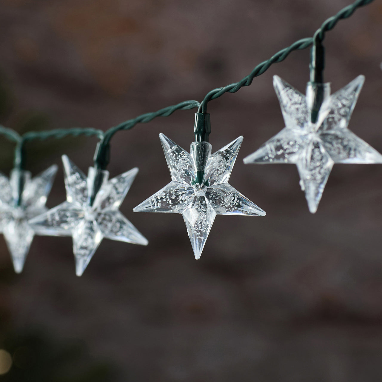 50 Dual Colour Bubble Star Outdoor Fairy Lights on Green Cable