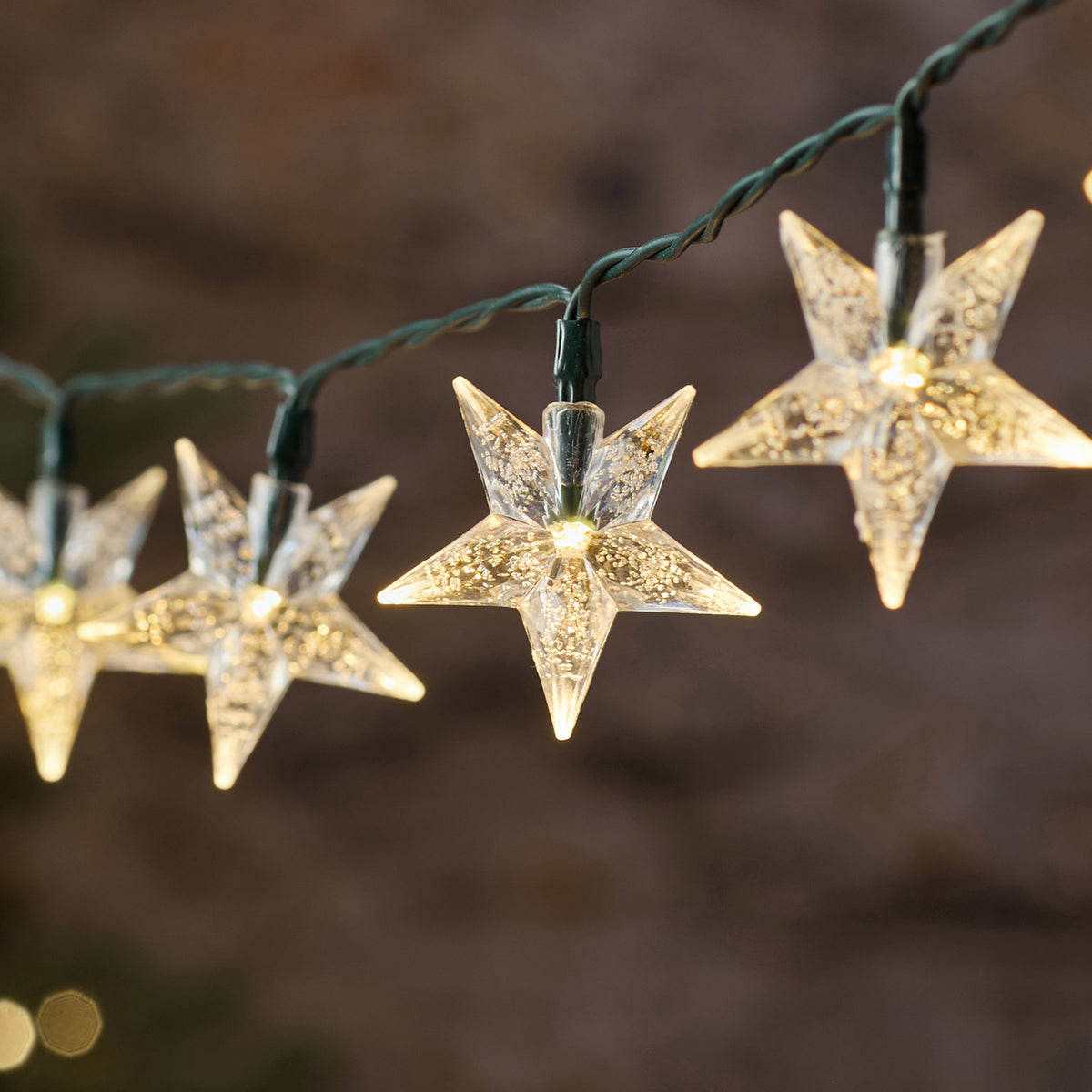 50 Dual Colour Bubble Star Outdoor Fairy Lights on Green Cable