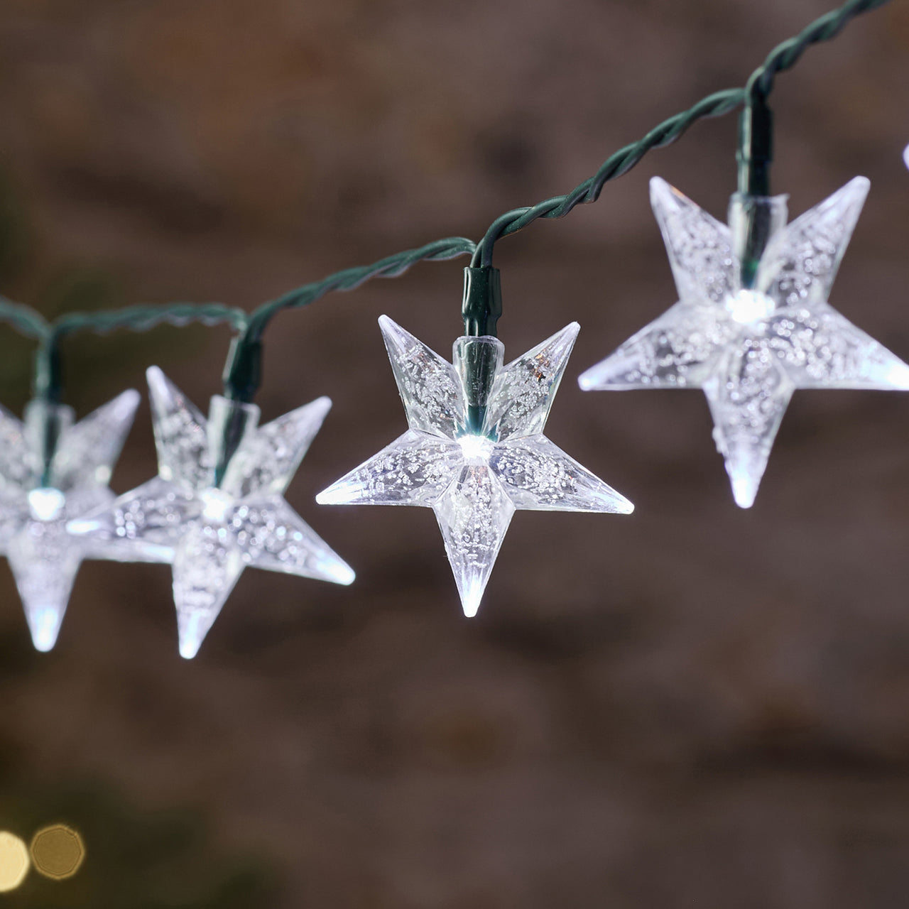 50 Dual Colour Bubble Star Outdoor Fairy Lights on Green Cable