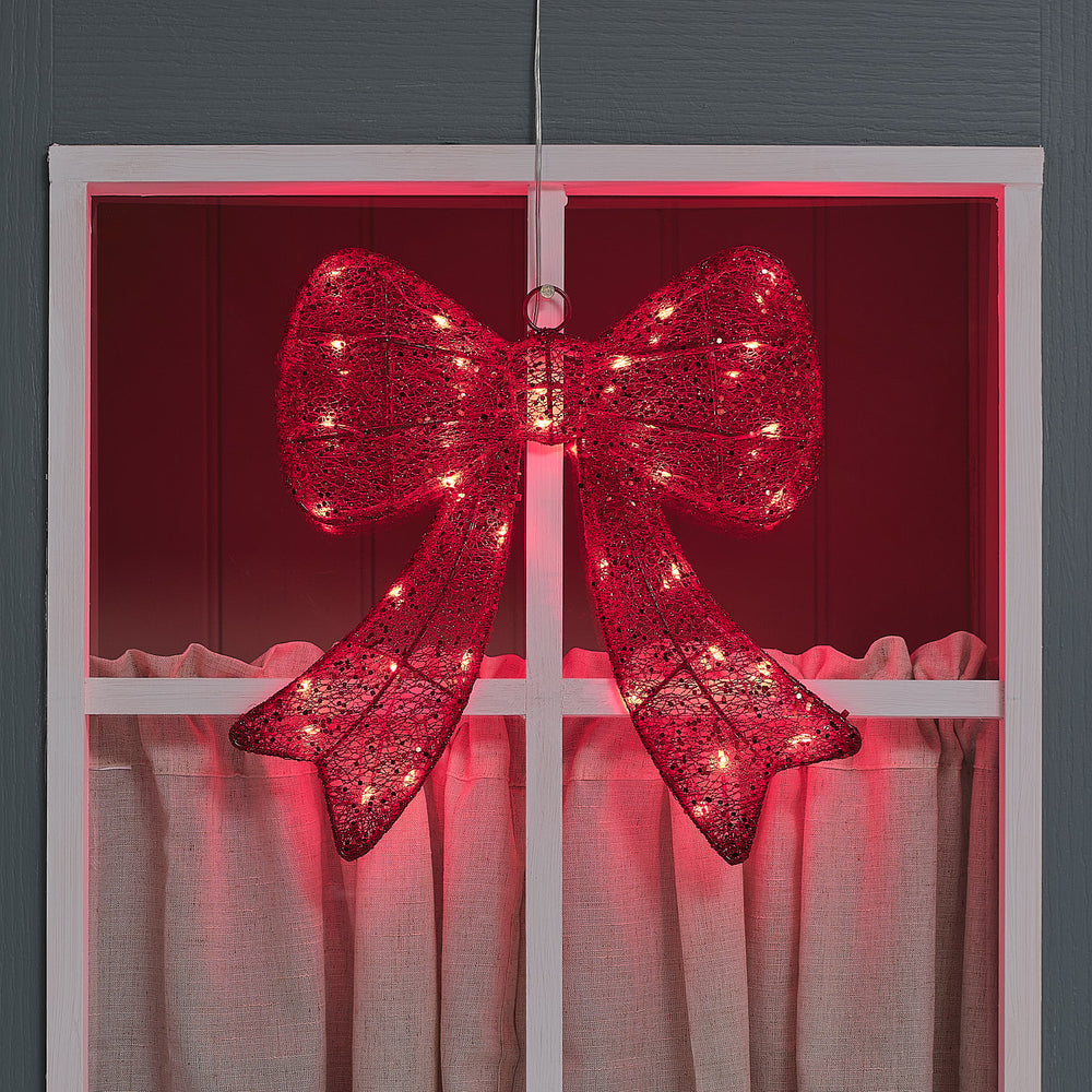 35cm Red Christmas Bow Light