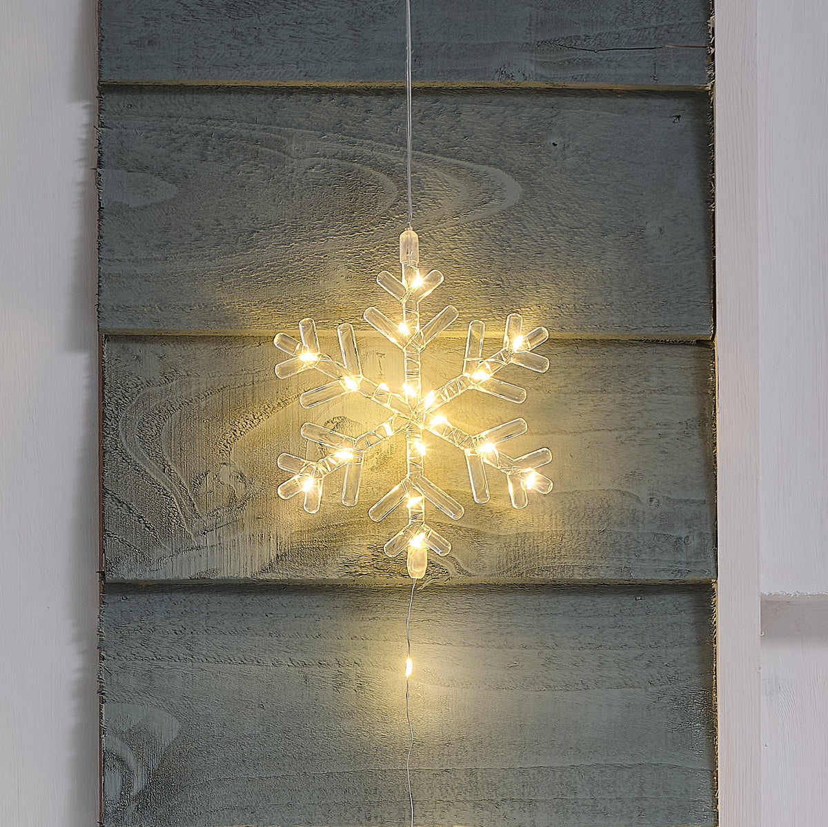3 Hanging Outdoor Light Up Acrylic Snowflakes