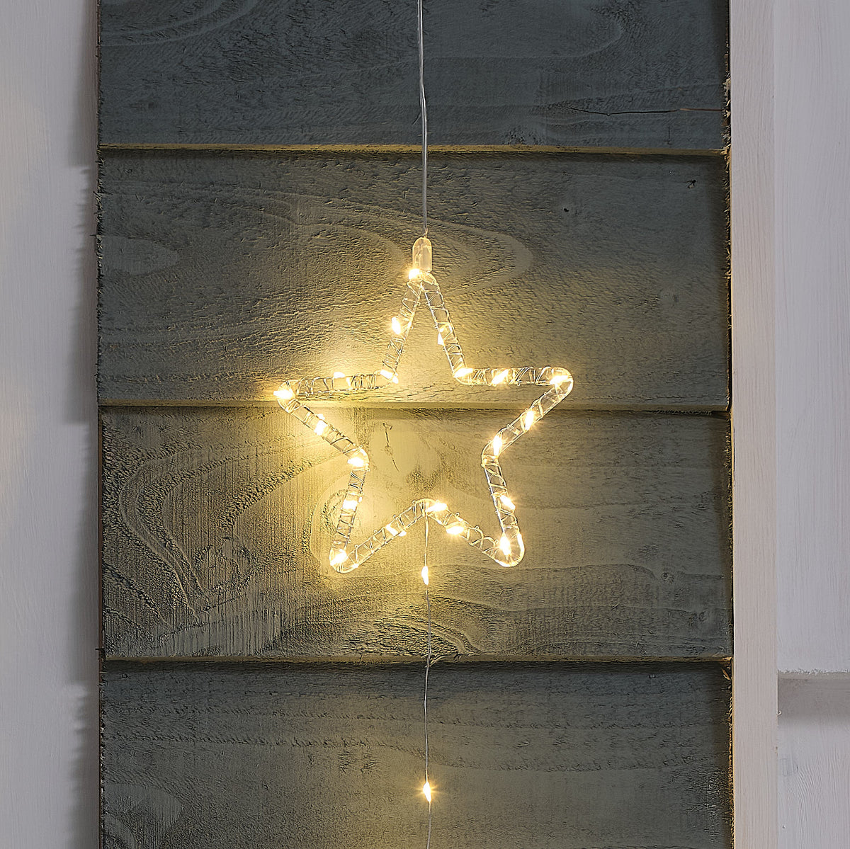 3 Hanging Outdoor Light Up Acrylic Stars