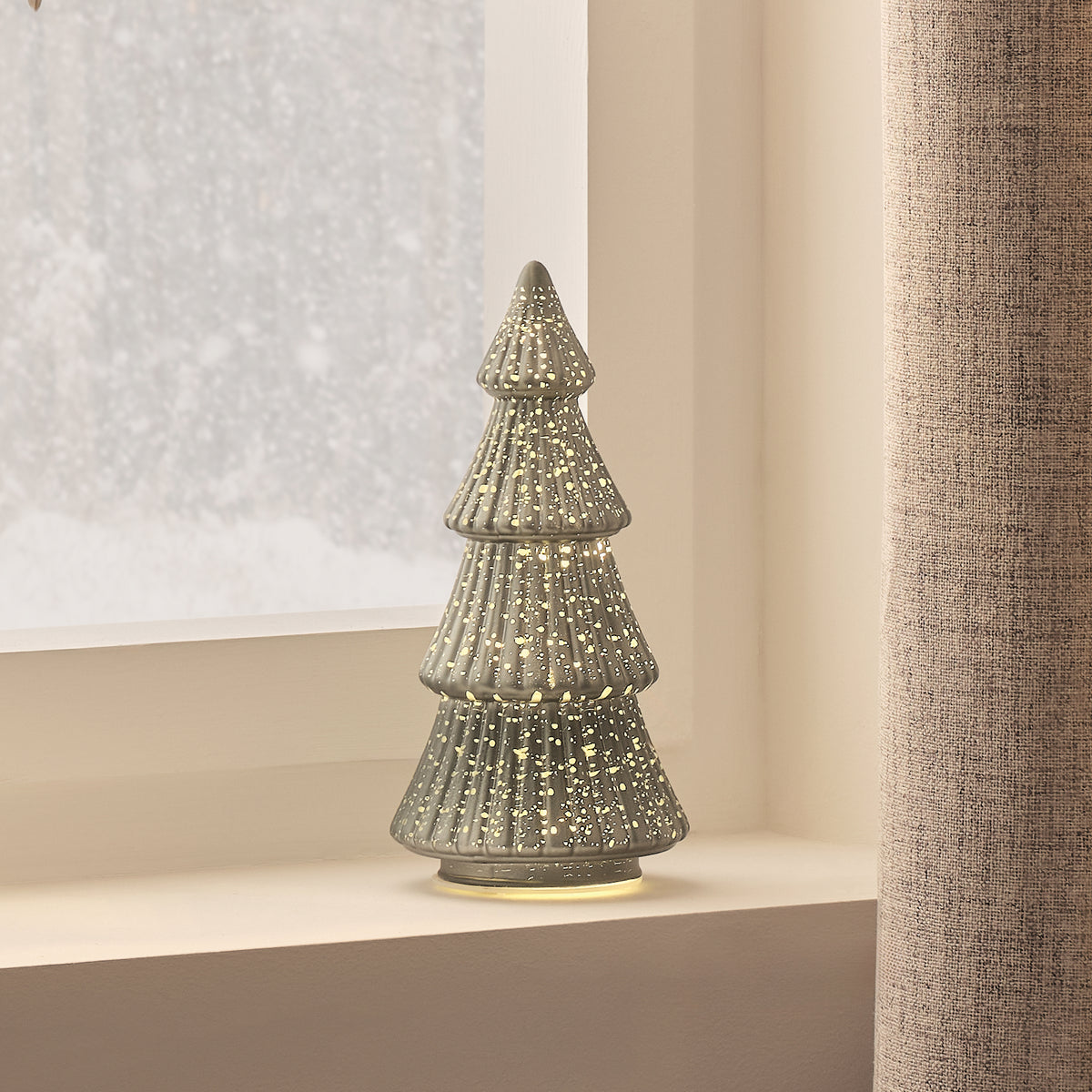 Mercury Glass Light Up Christmas Tree Decoration
