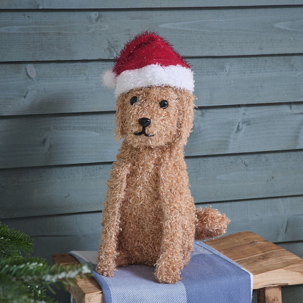 42cm Santa's Little Labradoodle LED 3D Outdoor Fabric Christmas Figure