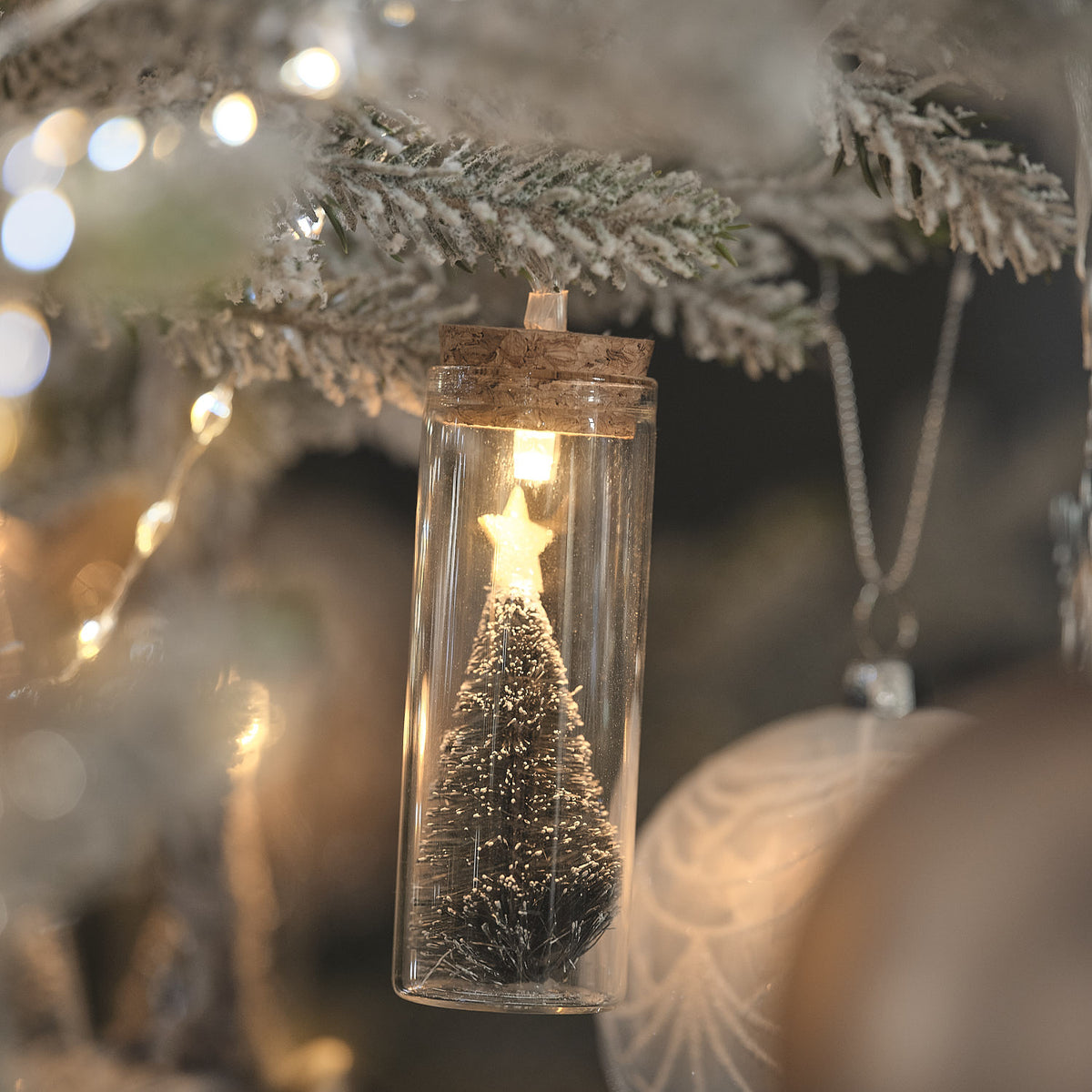 10 Star Topped Christmas Tree Glass Bottle LED Fairy Lights