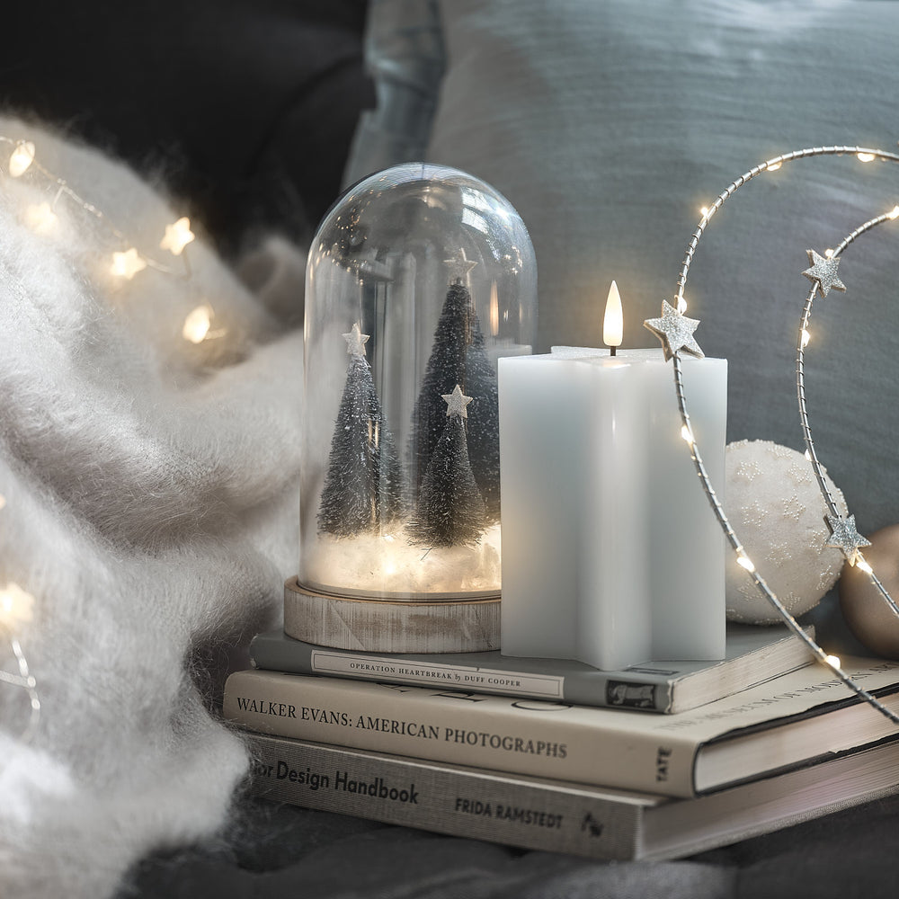 Snowy Christmas Tree Light Up Bell Jar Decoration