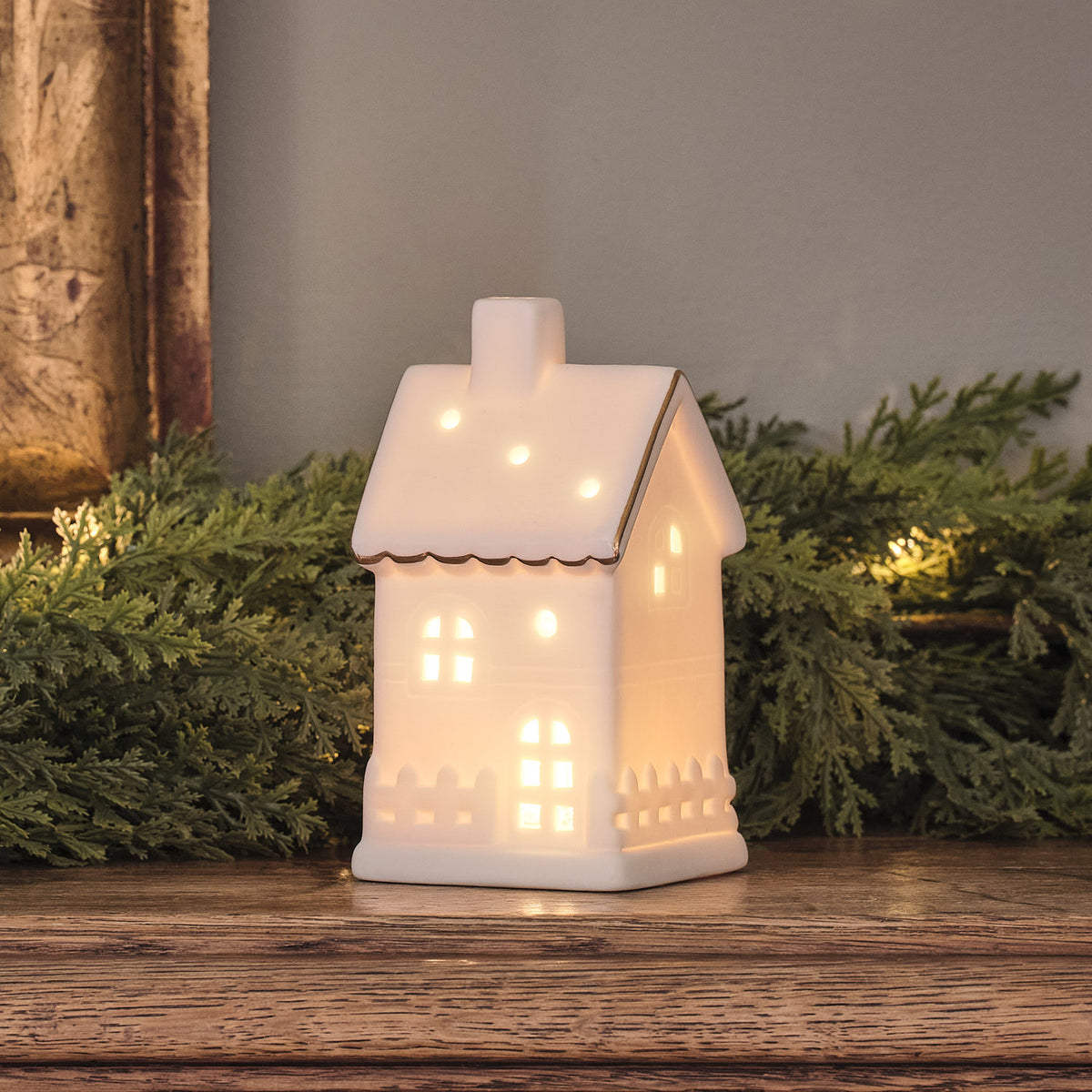 Regular White Ceramic Light Up House