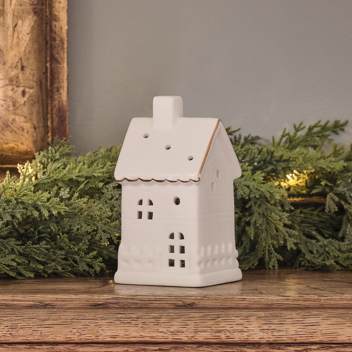 Regular White Ceramic Light Up House