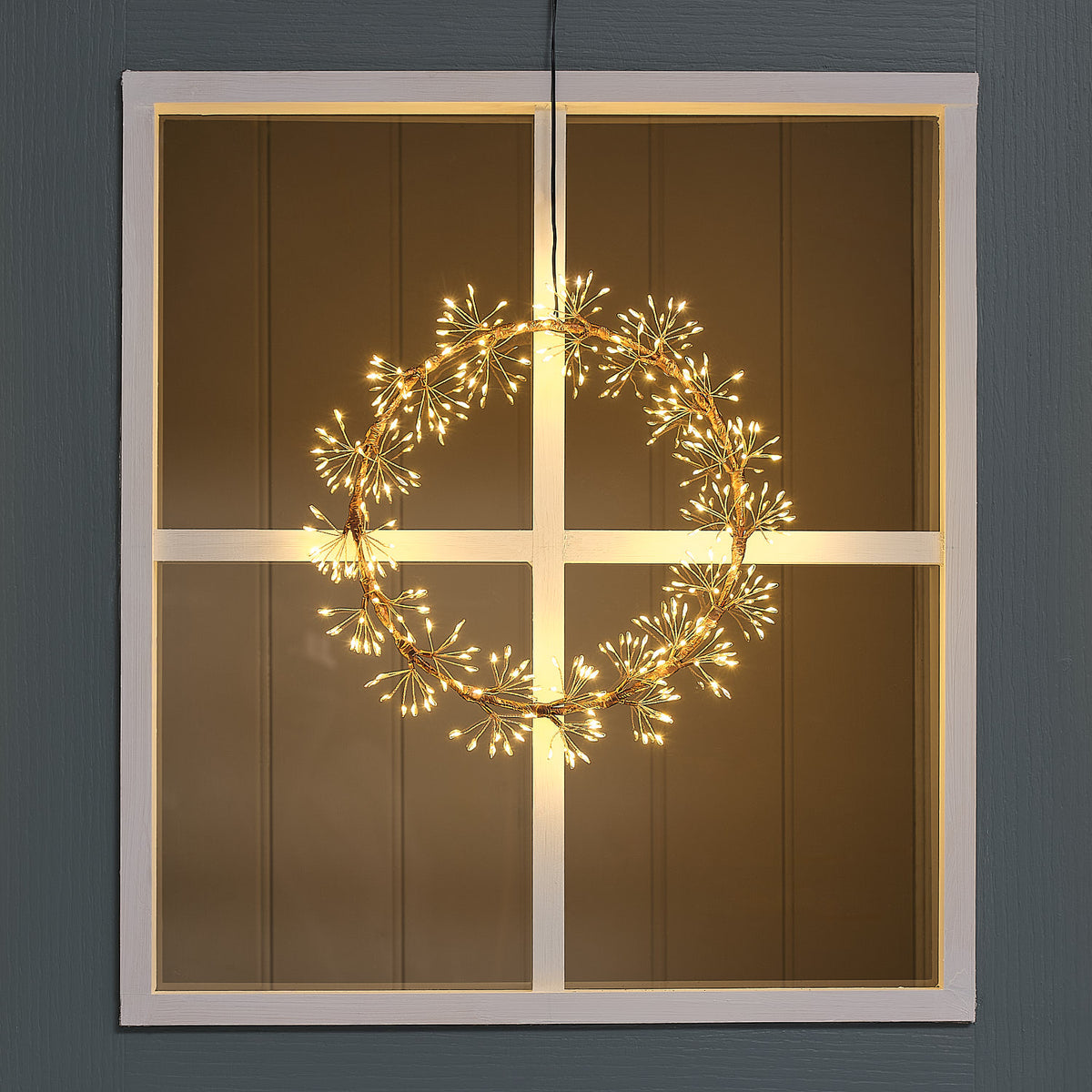 25cm Gold Starburst Light Outdoor Wreath