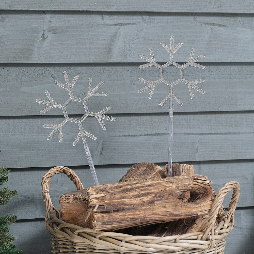2 Acrylic Snowflake Micro LED Garden Stake Lights