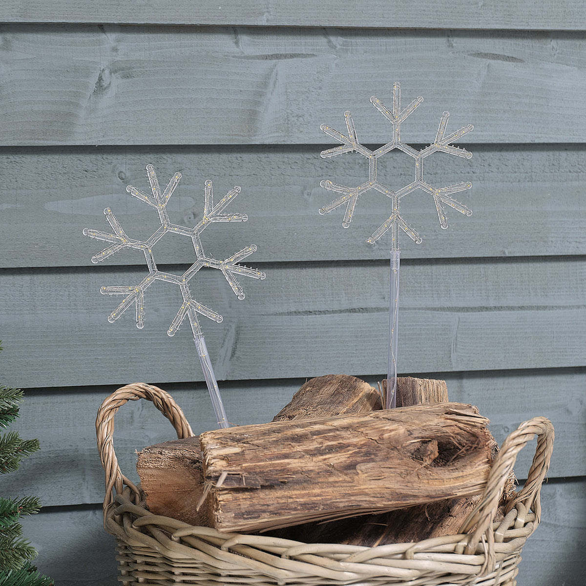 2 Acrylic Snowflake Micro LED Garden Stake Lights