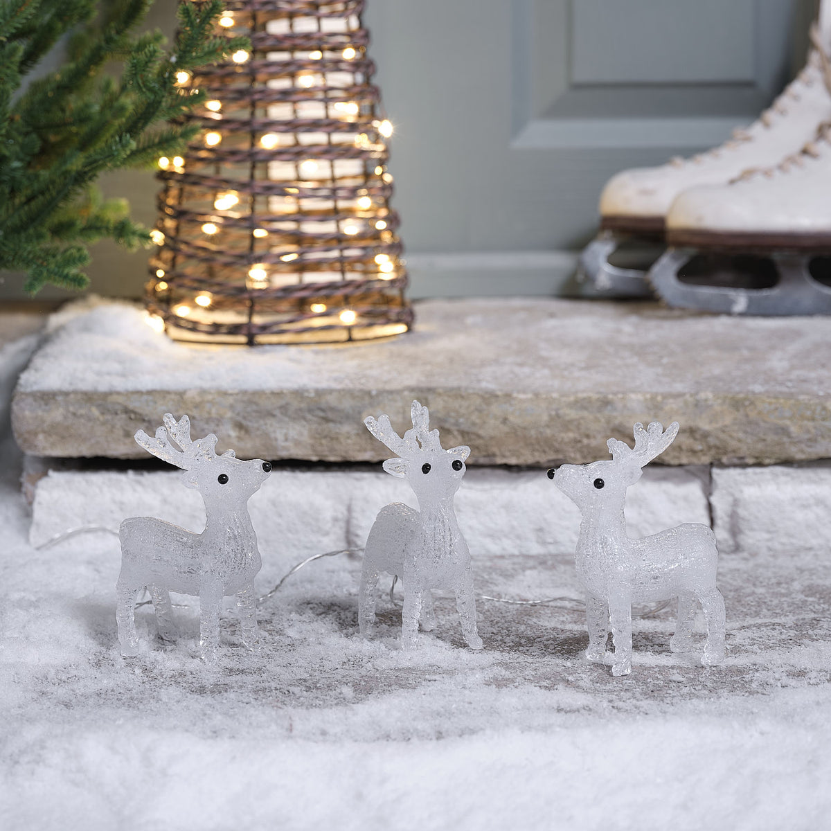 3 Acrylic Reindeer 3D LED Outdoor Christmas Figures