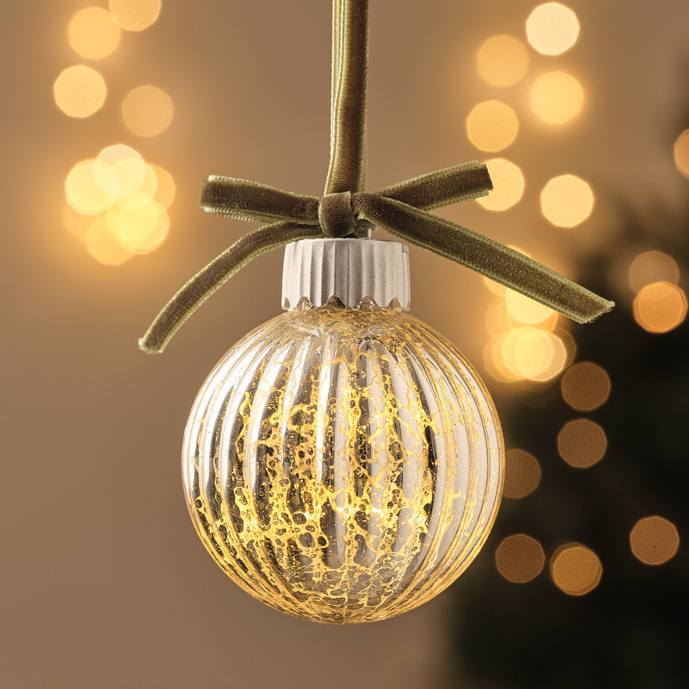 Set of 6 Glass Bauble Hanging Tree Decorations