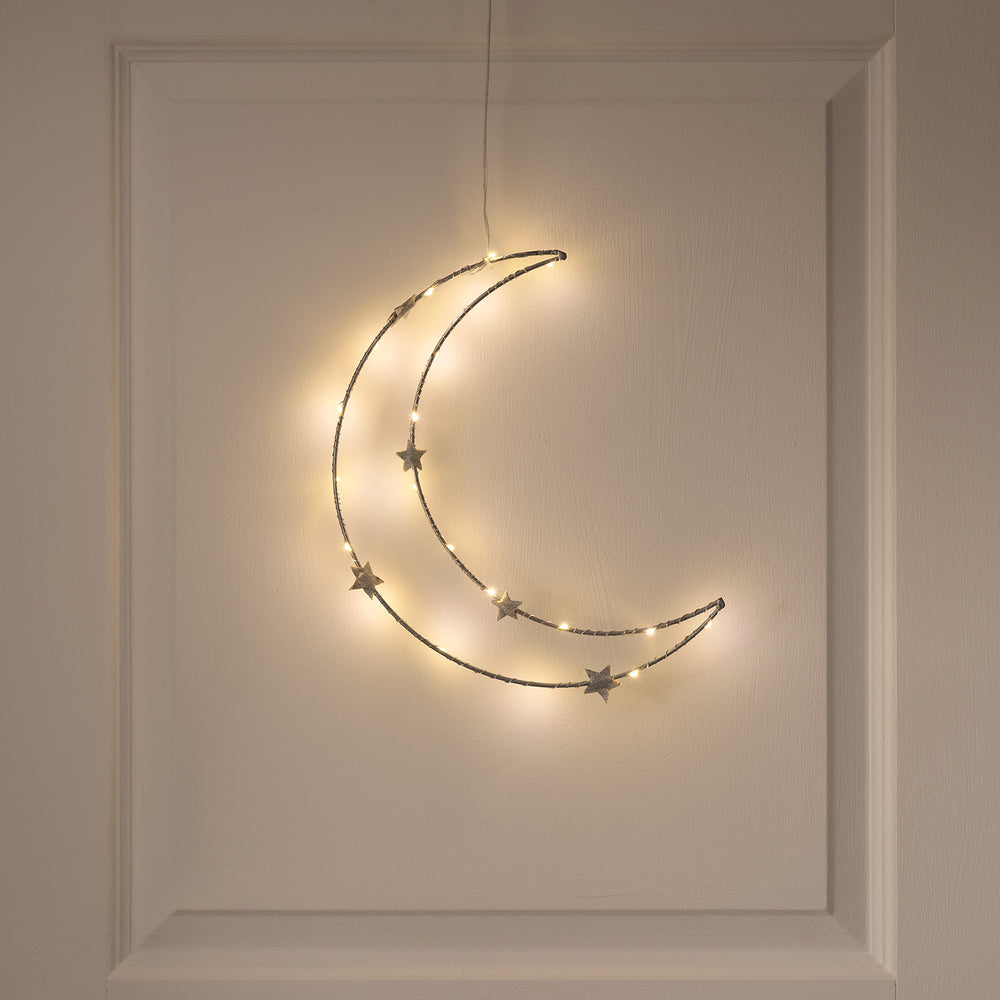 Starry Night Light Up Hanging Moon Decoration