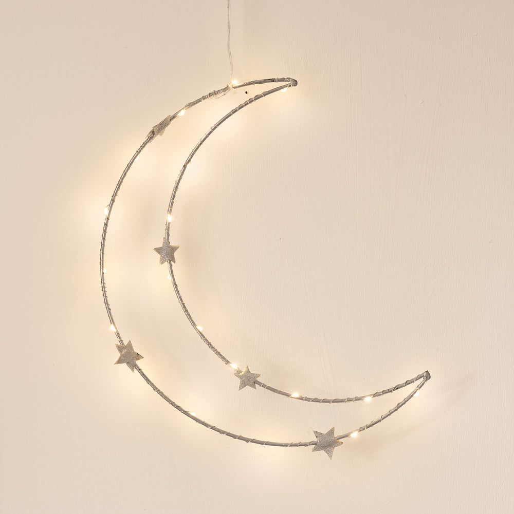 Starry Night Light Up Hanging Moon Decoration