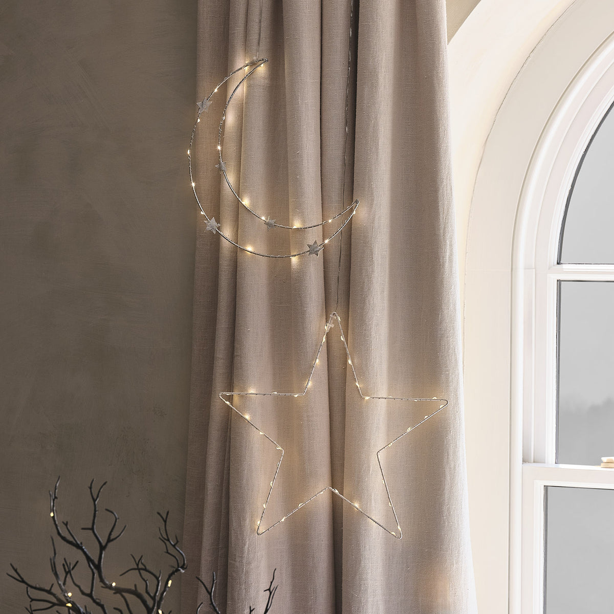 Starry Night Light Up Hanging Moon Decoration