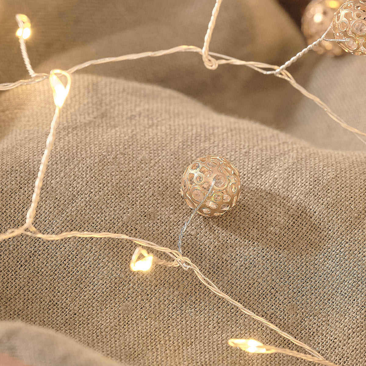 1.5m Gold Orb Cluster Micro Light Garland