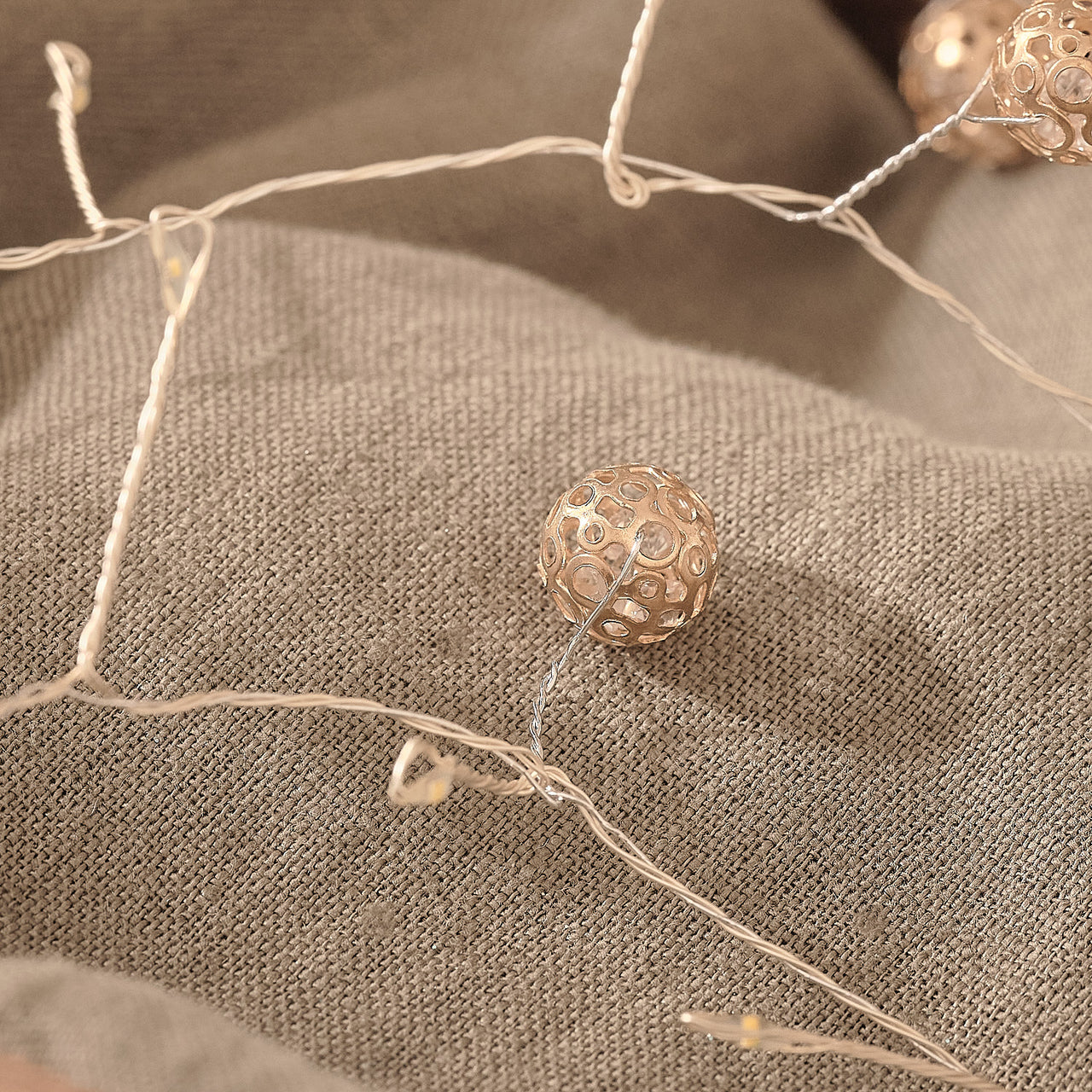 1.5m Gold Orb Cluster Micro Light Garland