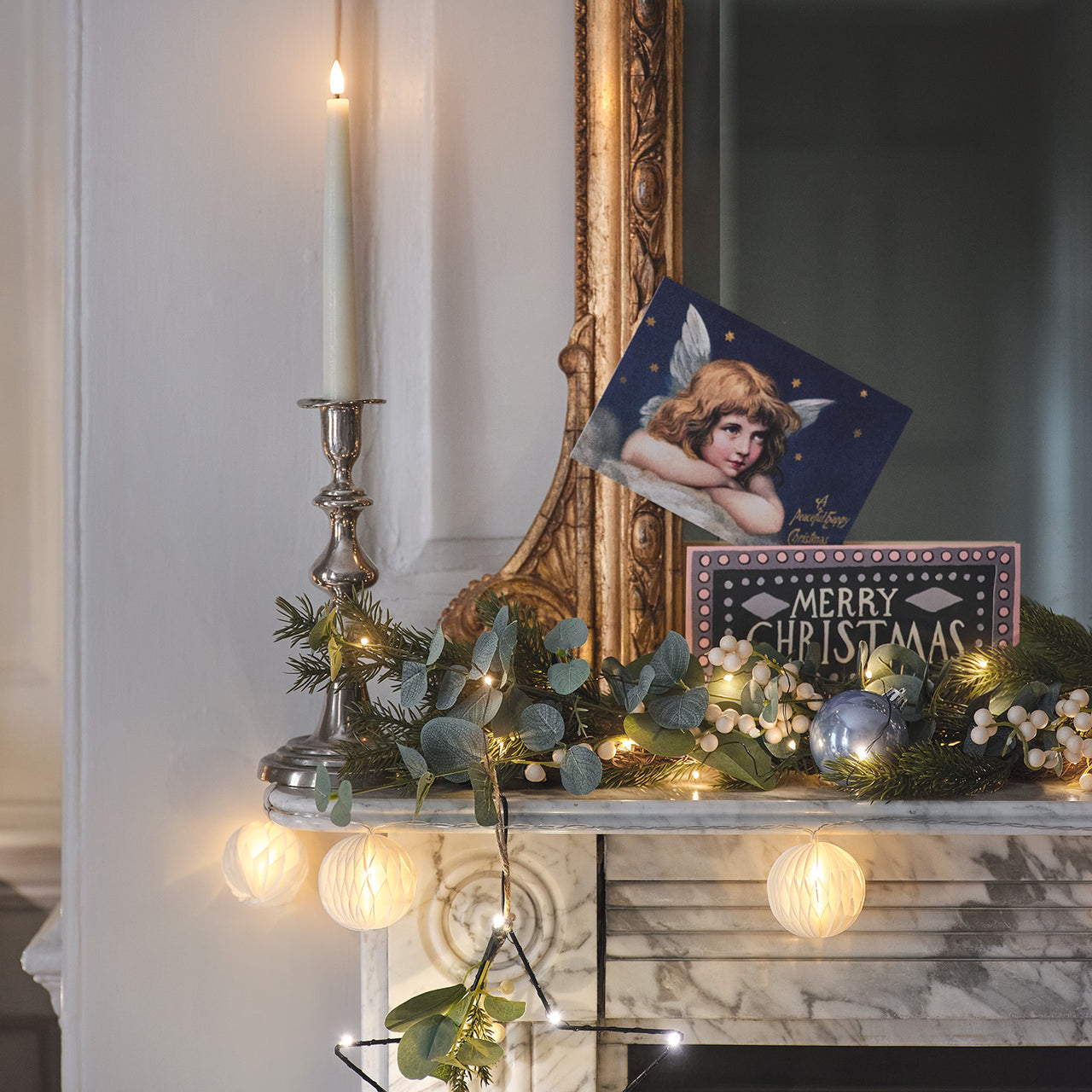 1.5m Pre Lit Eucalyptus & White Berry Christmas Garland