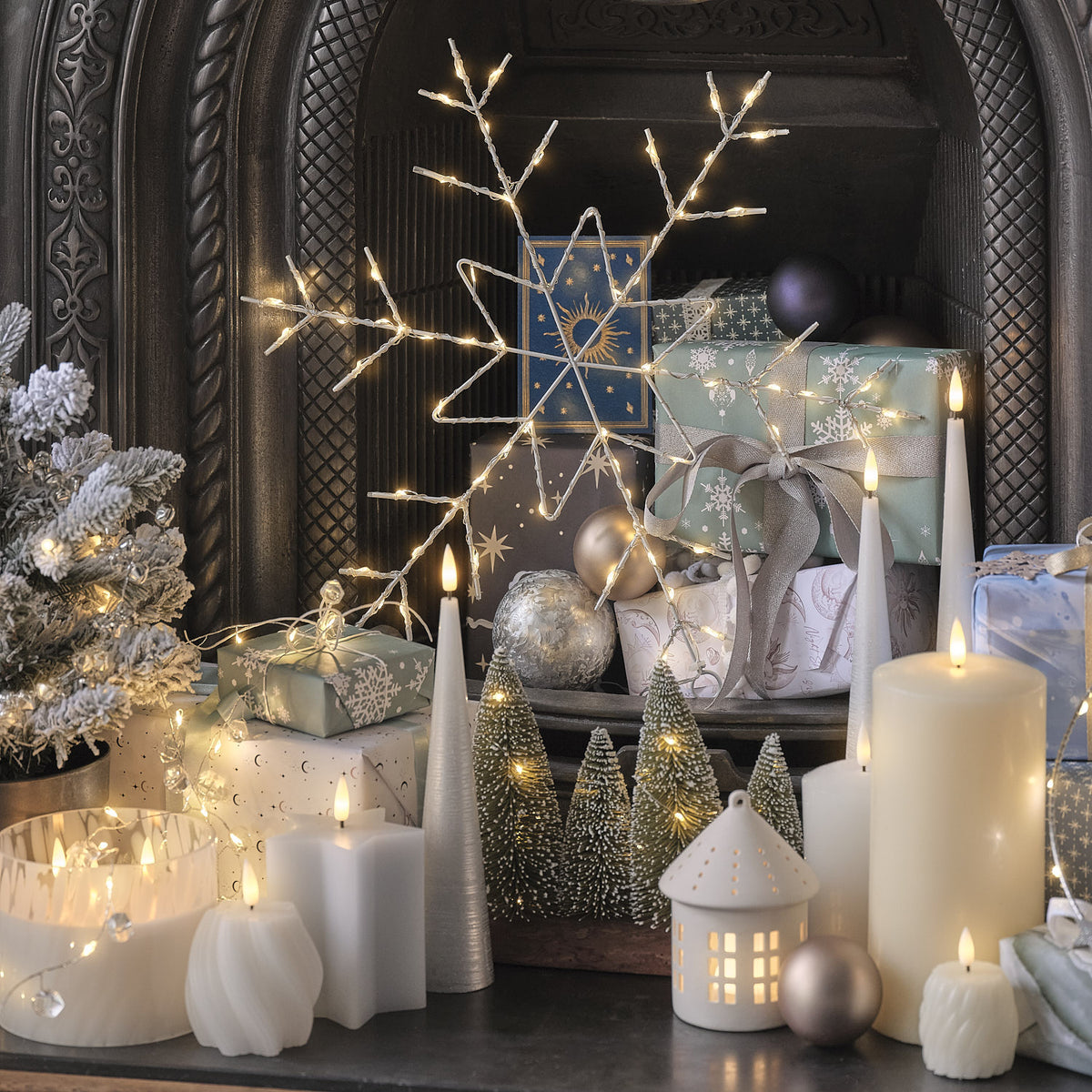 TruGlow® White Snowflake Twist LED Candle with Remote Control