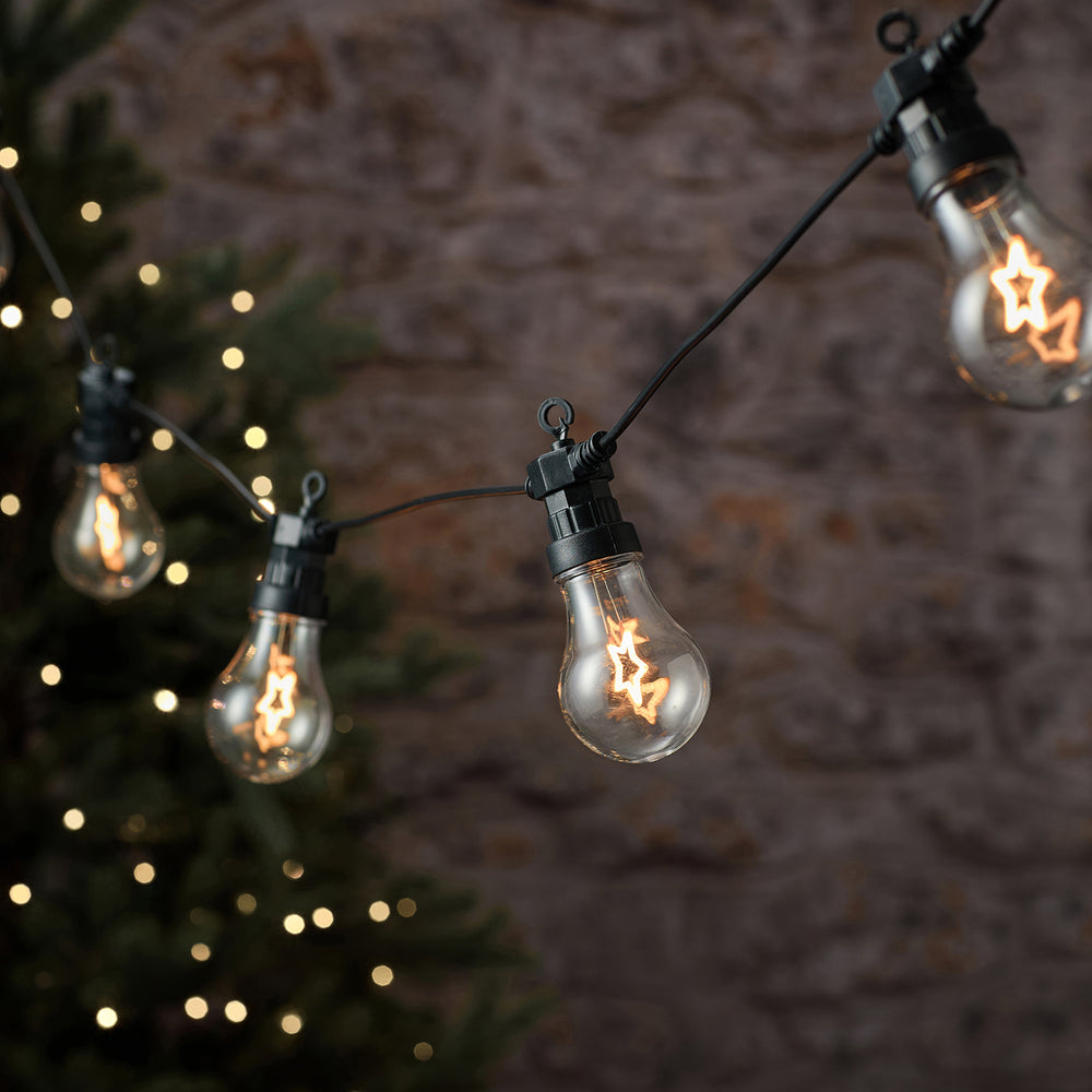 10 Star Filament Warm White Outdoor Festoon Lights