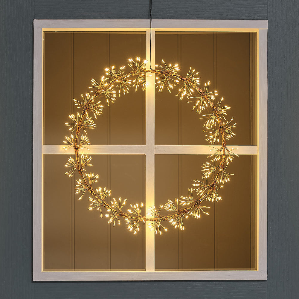 35cm Gold Starburst Light Outdoor Wreath
