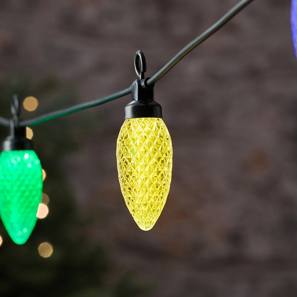 10 Multi Coloured Pinecone Outdoor Plug In String Lights