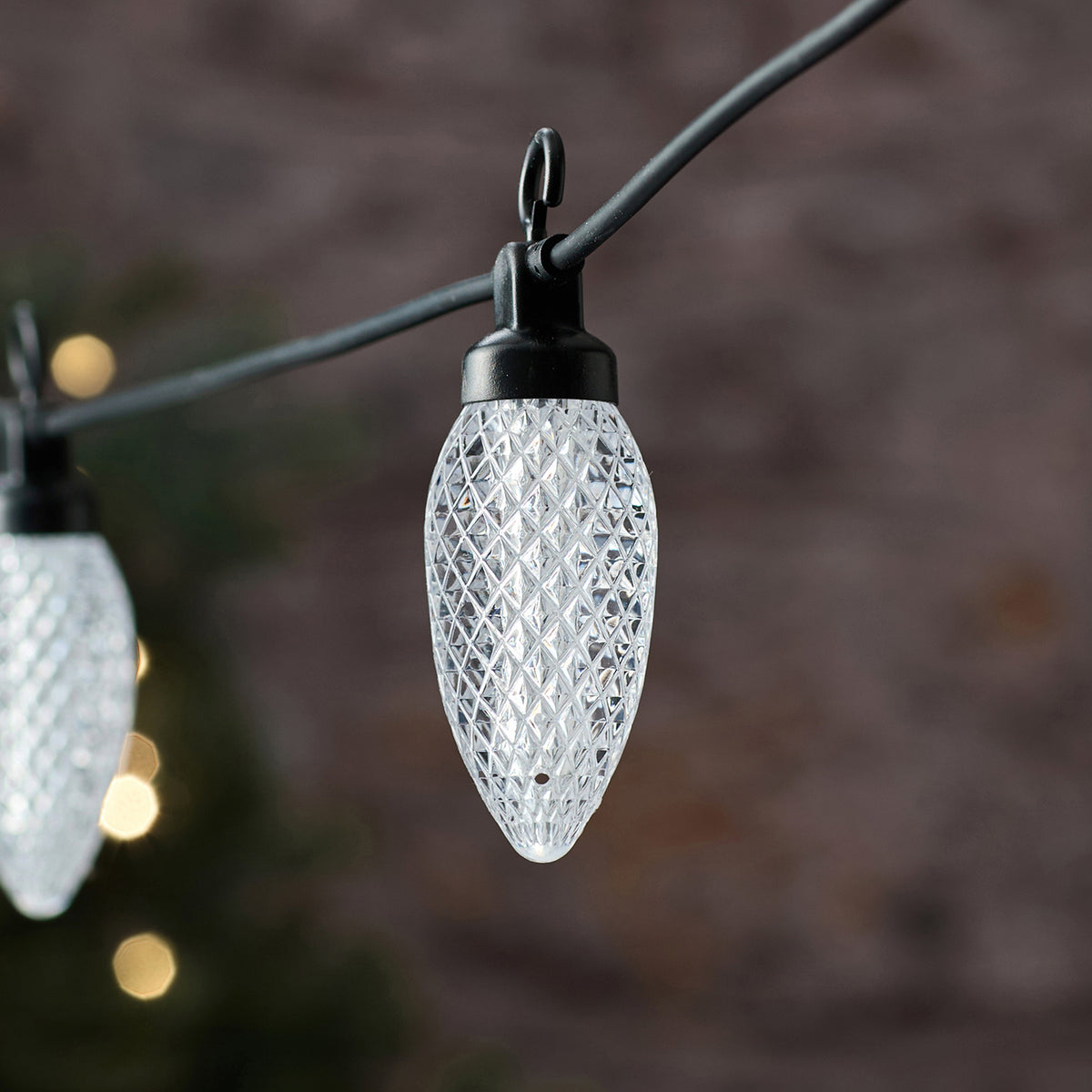 10 Warm White Pinecone Outdoor Plug In String Lights