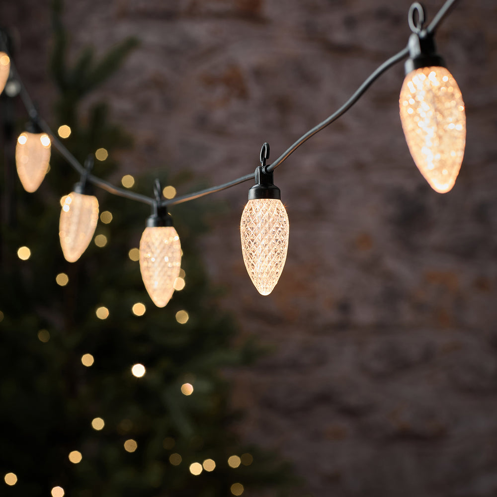 10 Warm White Pinecone Outdoor Plug In String Lights