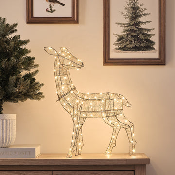 34cm Dual LED Hutton Mini Gold Doe Light Up Reindeer