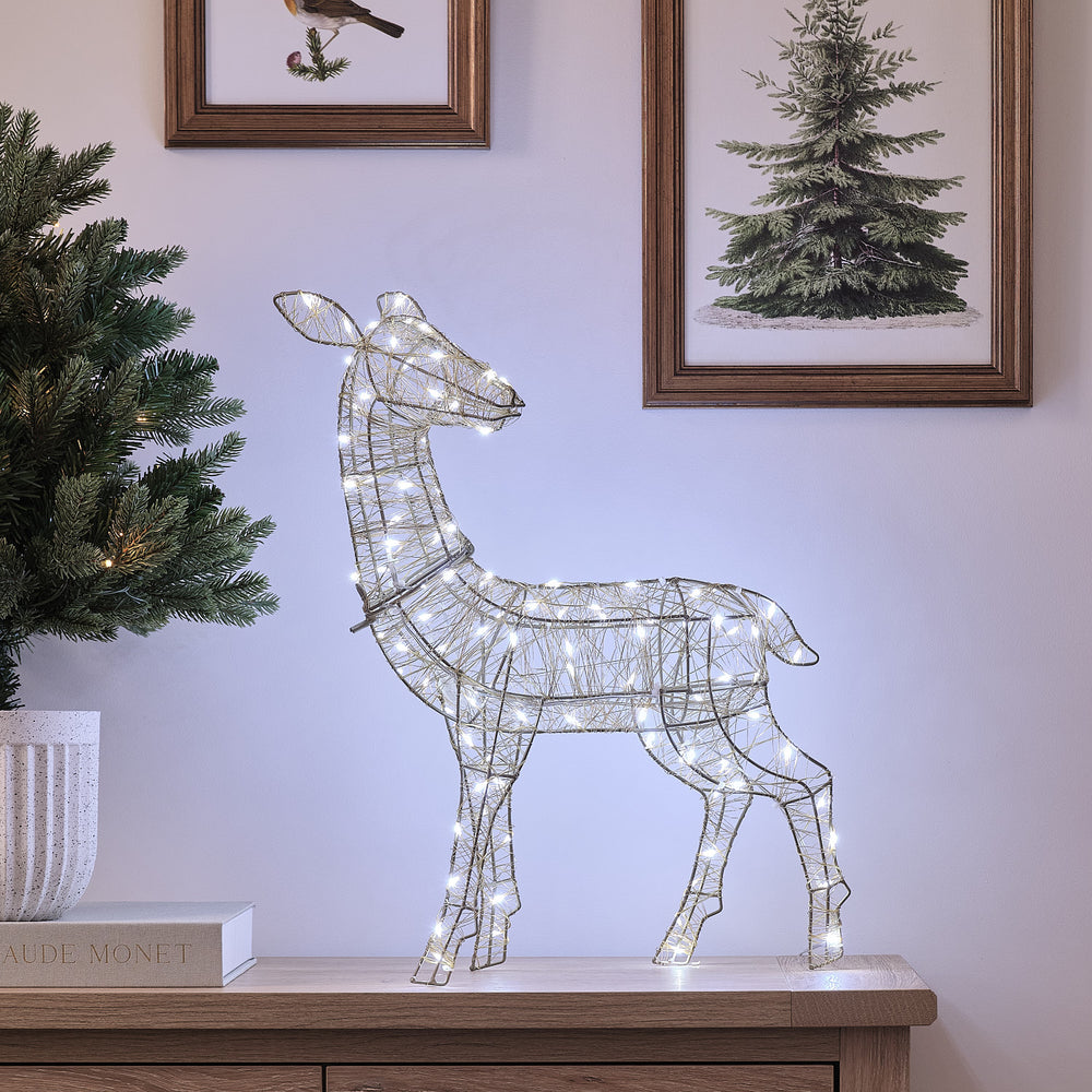 34cm Dual LED Hutton Mini Gold Doe Light Up Reindeer
