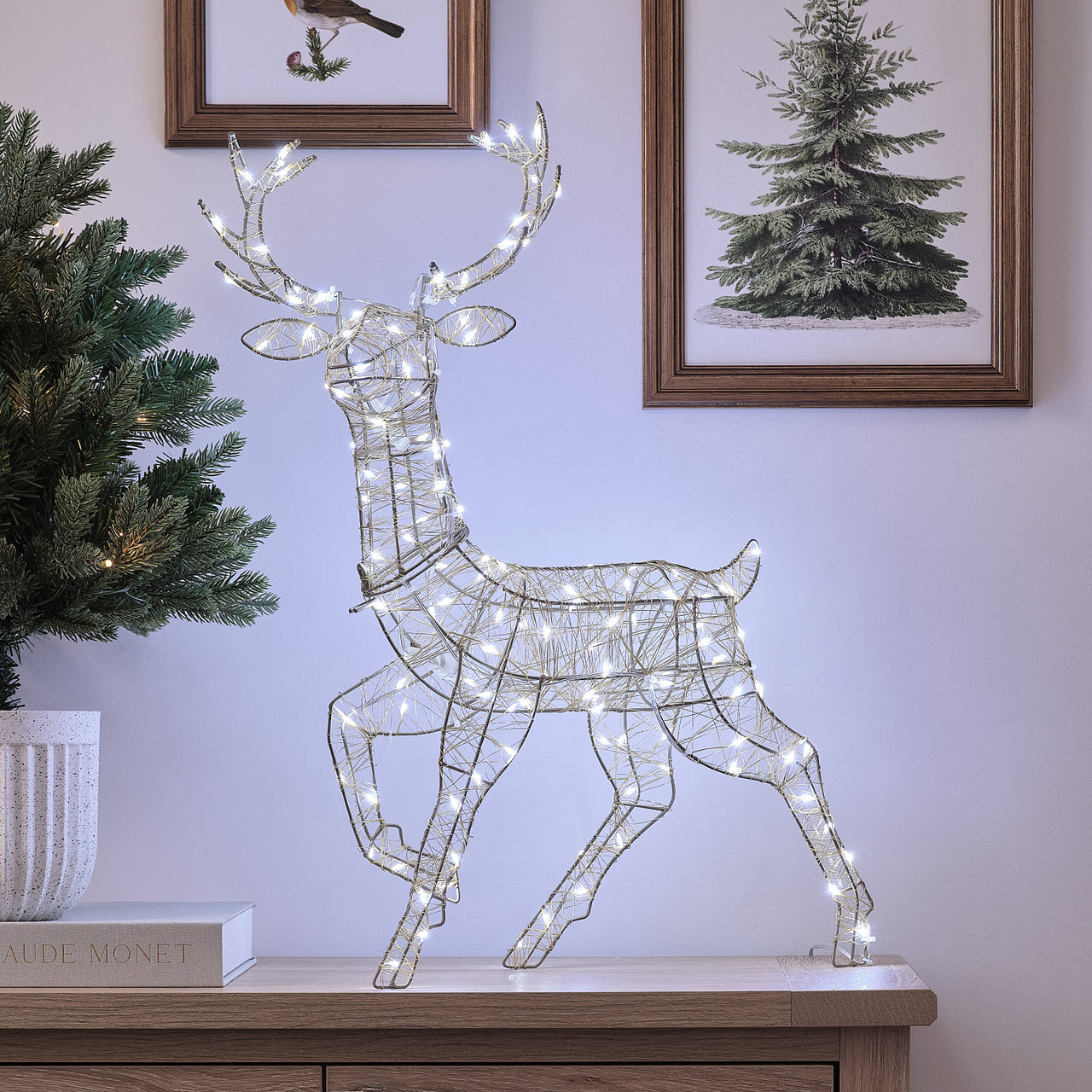 40cm Dual LED Hutton Mini Gold Stag Light Up Reindeer