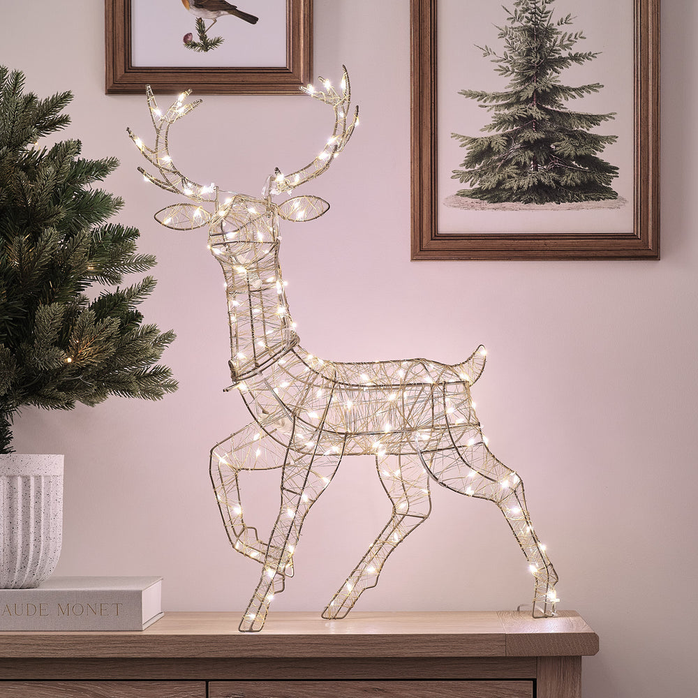 40cm Dual LED Hutton Mini Gold Stag Light Up Reindeer