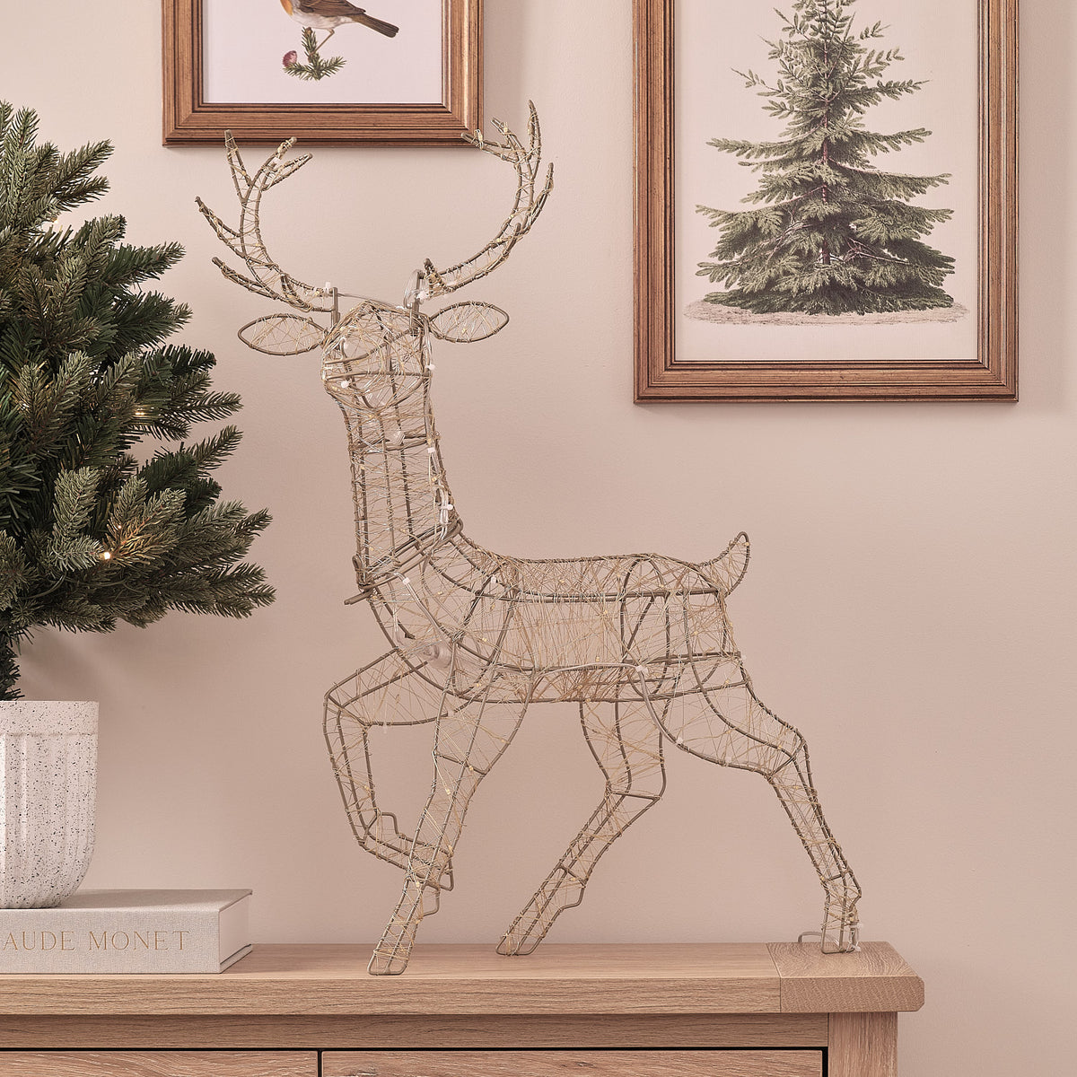 40cm Dual LED Hutton Mini Gold Stag Light Up Reindeer