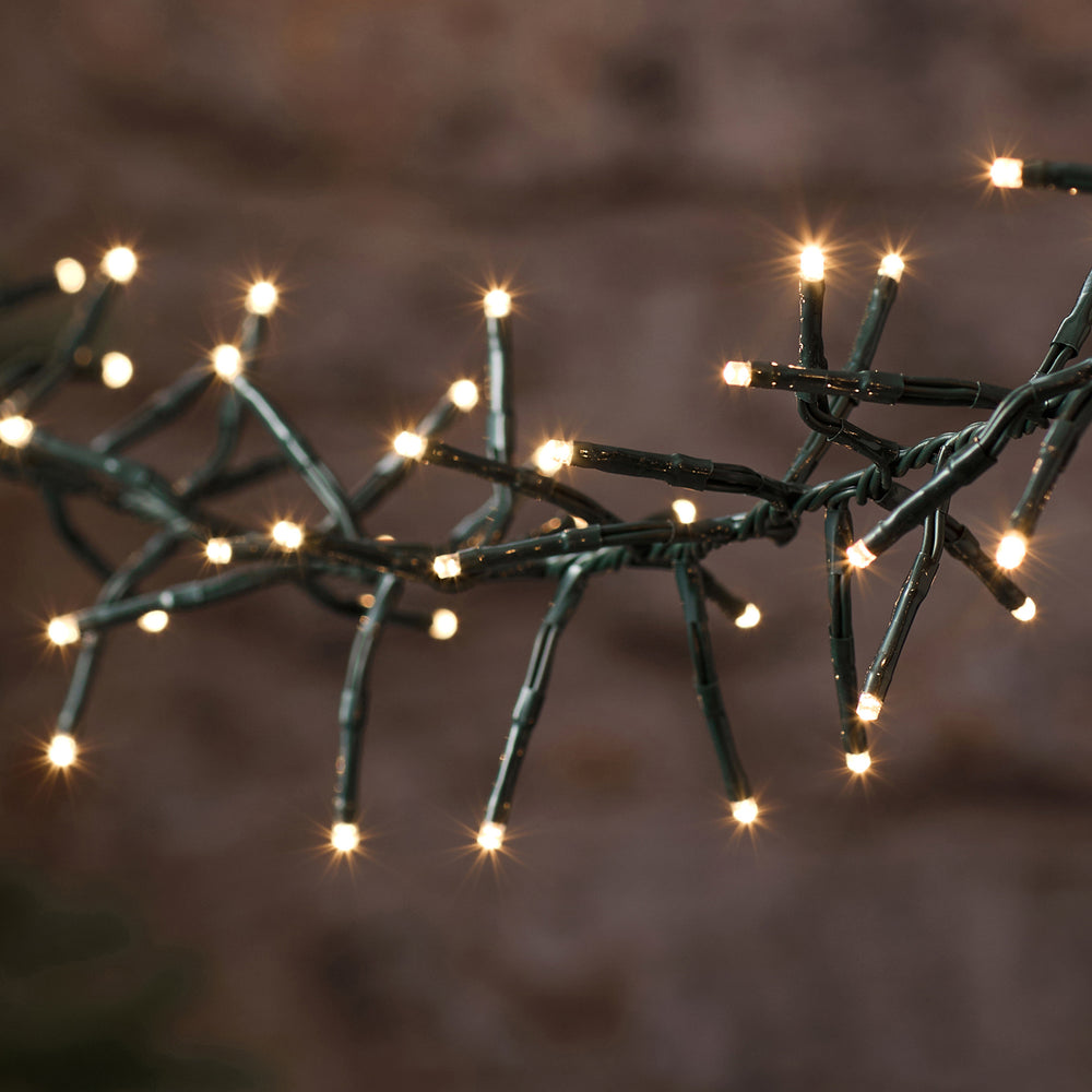 5m 500 LED Warm White Outdoor Cluster Fairy Lights on Green Cable