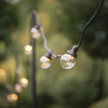 Pro Connect 5m 10 Warm White Connectable Festoon Lights Clear Cap Black Cable