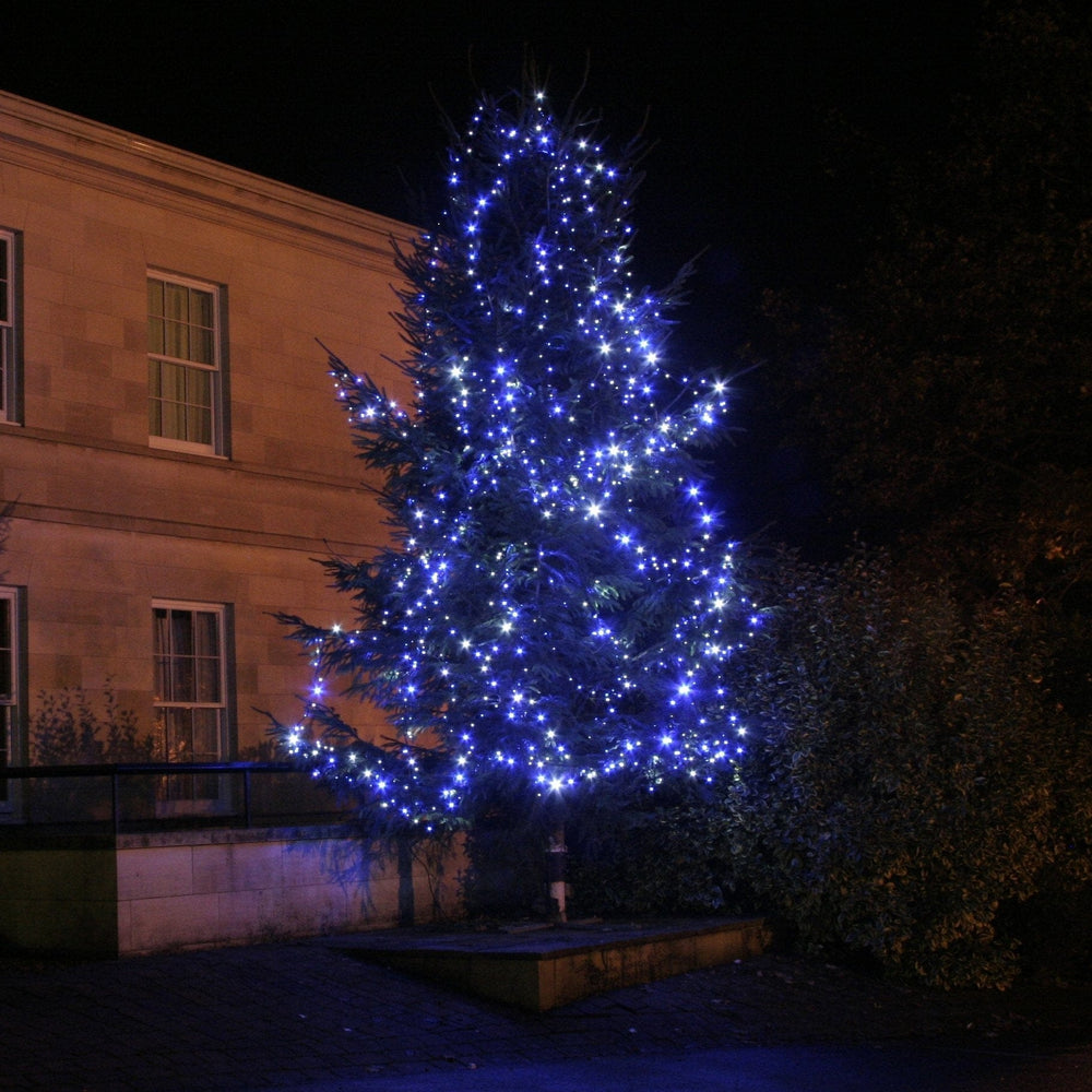 Pro Connect 20m 200 Blue & White Connectable String Lights Black Cable