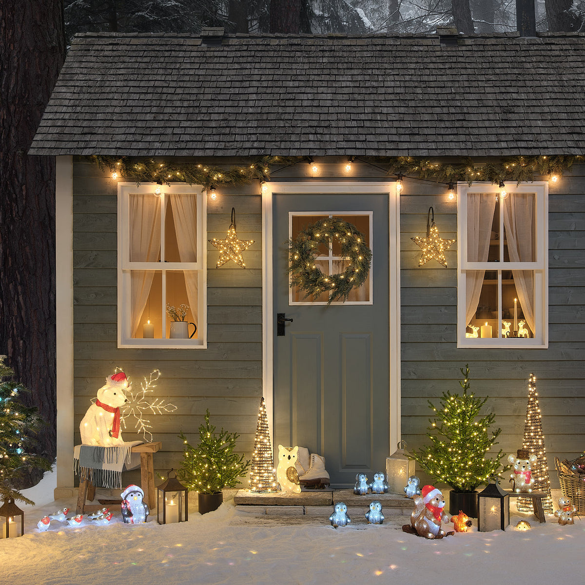 30cm Dual Colour Ollie Owl 3D LED Acrylic Plug In Outdoor Christmas Figure