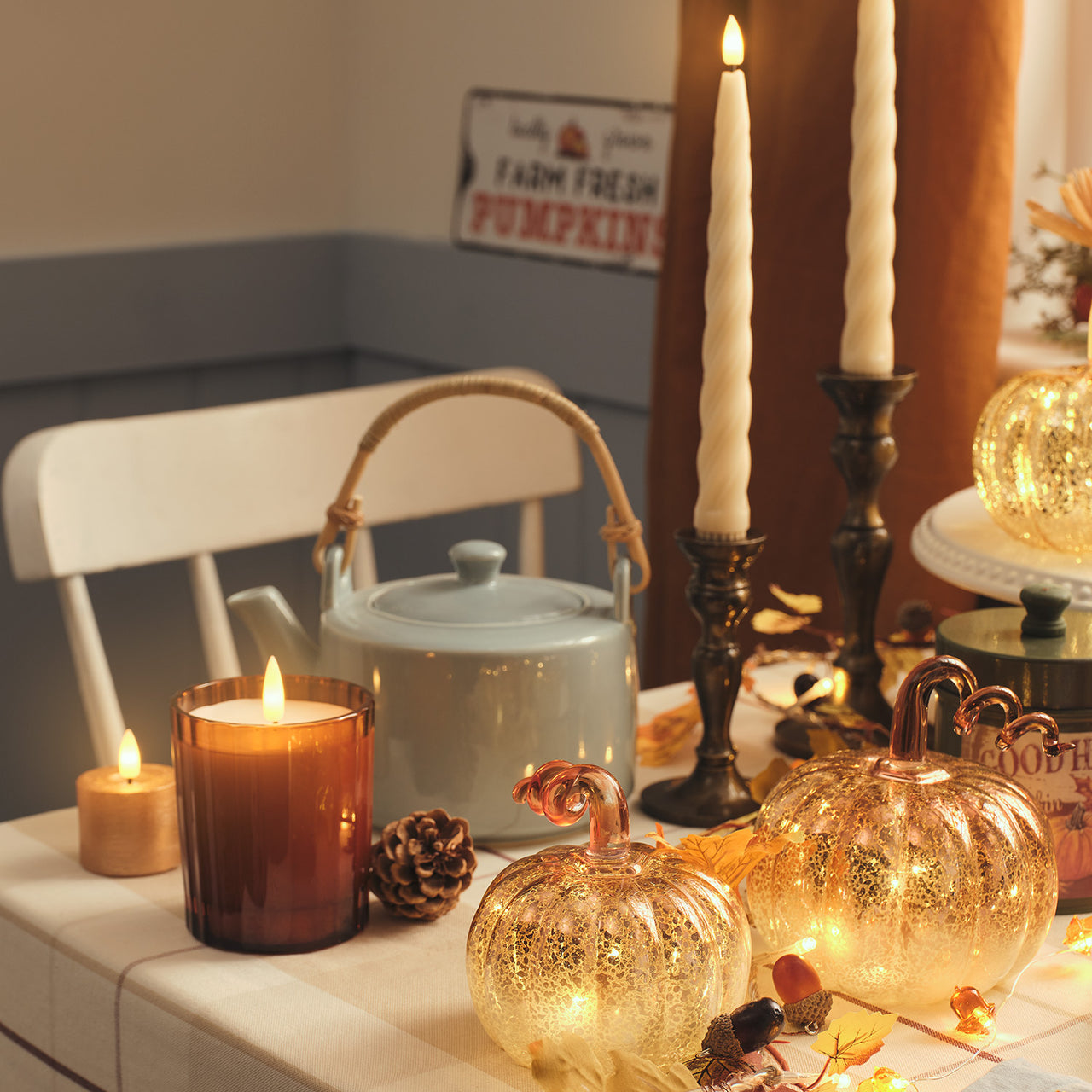 TruGlow® Burnt Orange LED Fluted Glass Candle with Remote Control