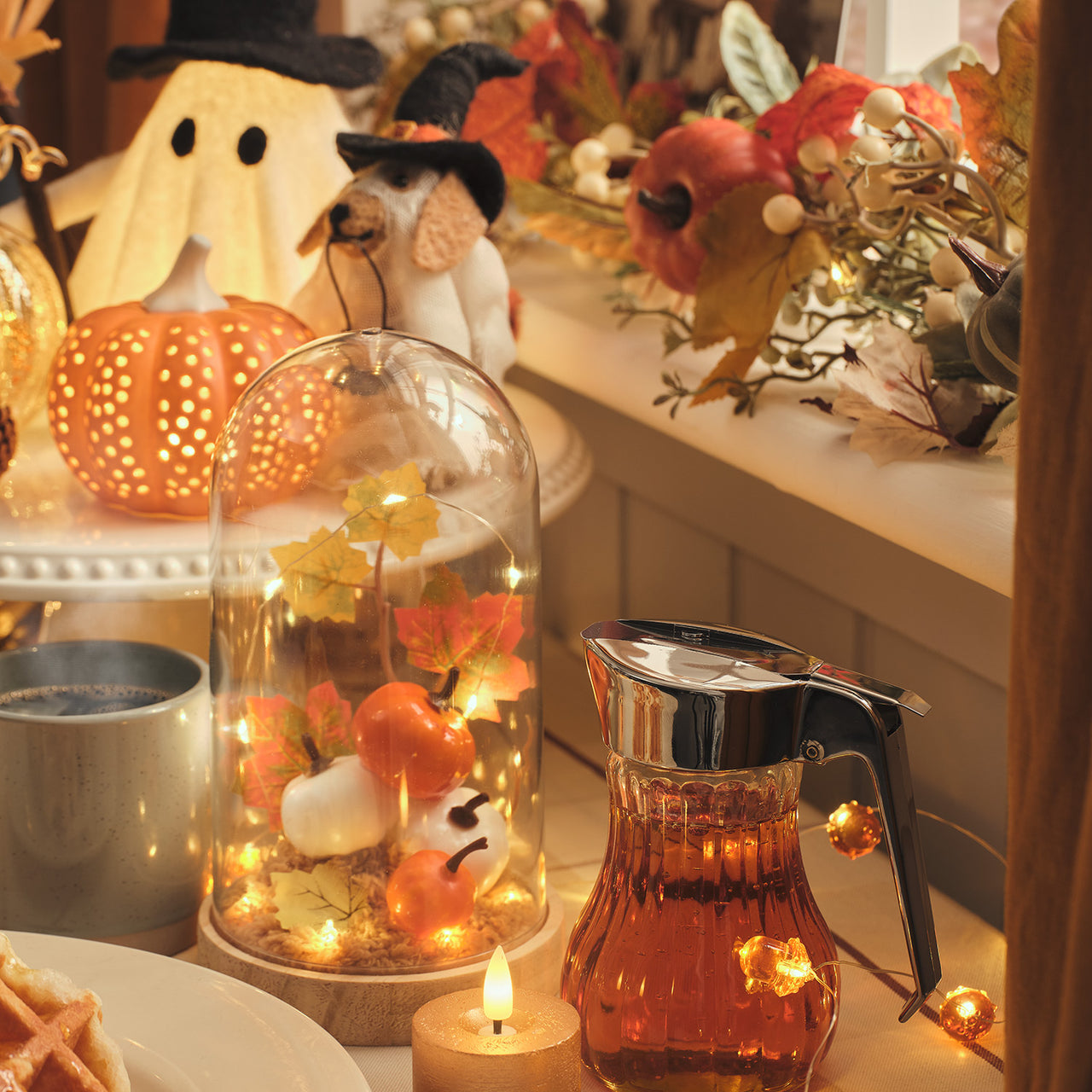 1.5m Pre Lit Pumpkin Lane Autumn Garland