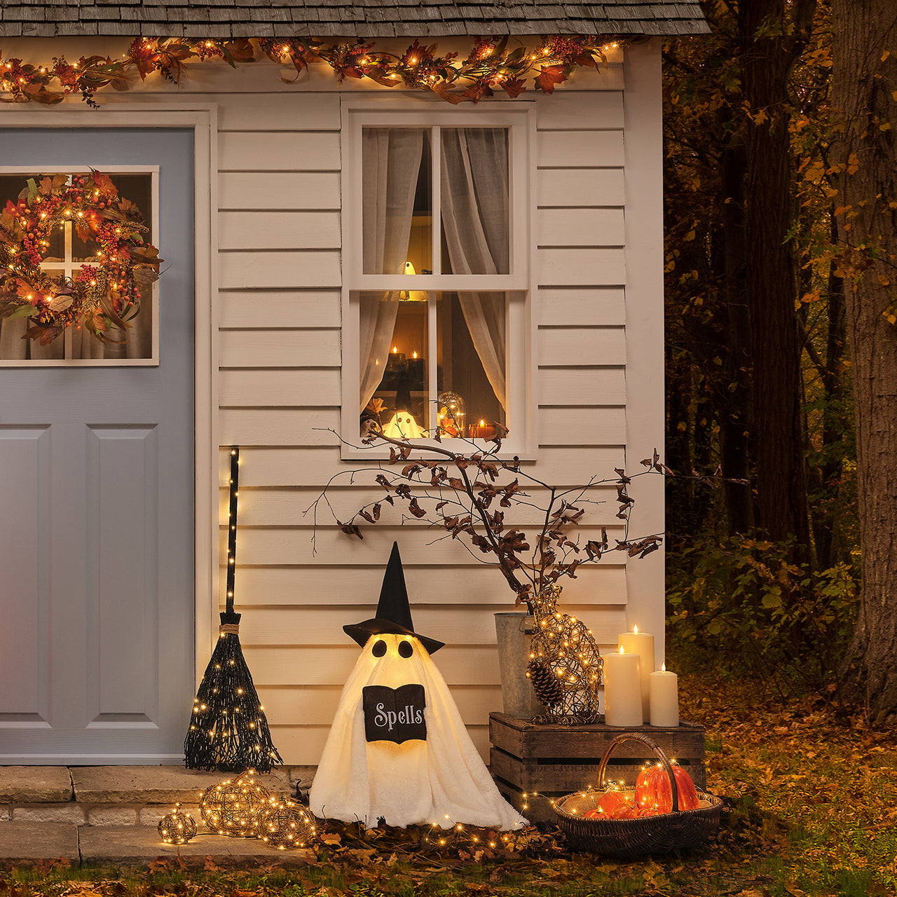 3 Wicker Autumn Pumpkin LED Outdoor Decoration