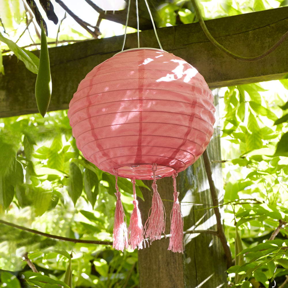 20cm Pink Lucena Tassel Solar Lantern