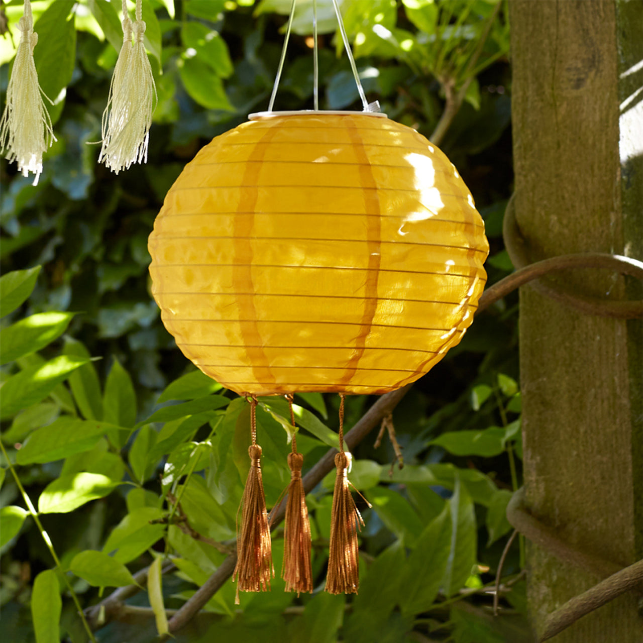 20cm Yellow Lucena Tassel Solar Lantern