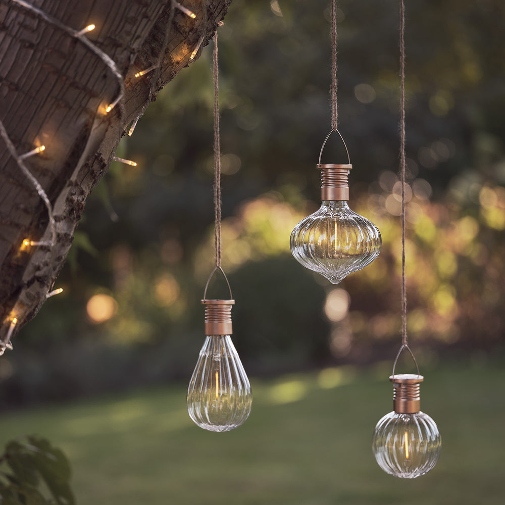 Set of 3 Warm White Hanging Solar Lights