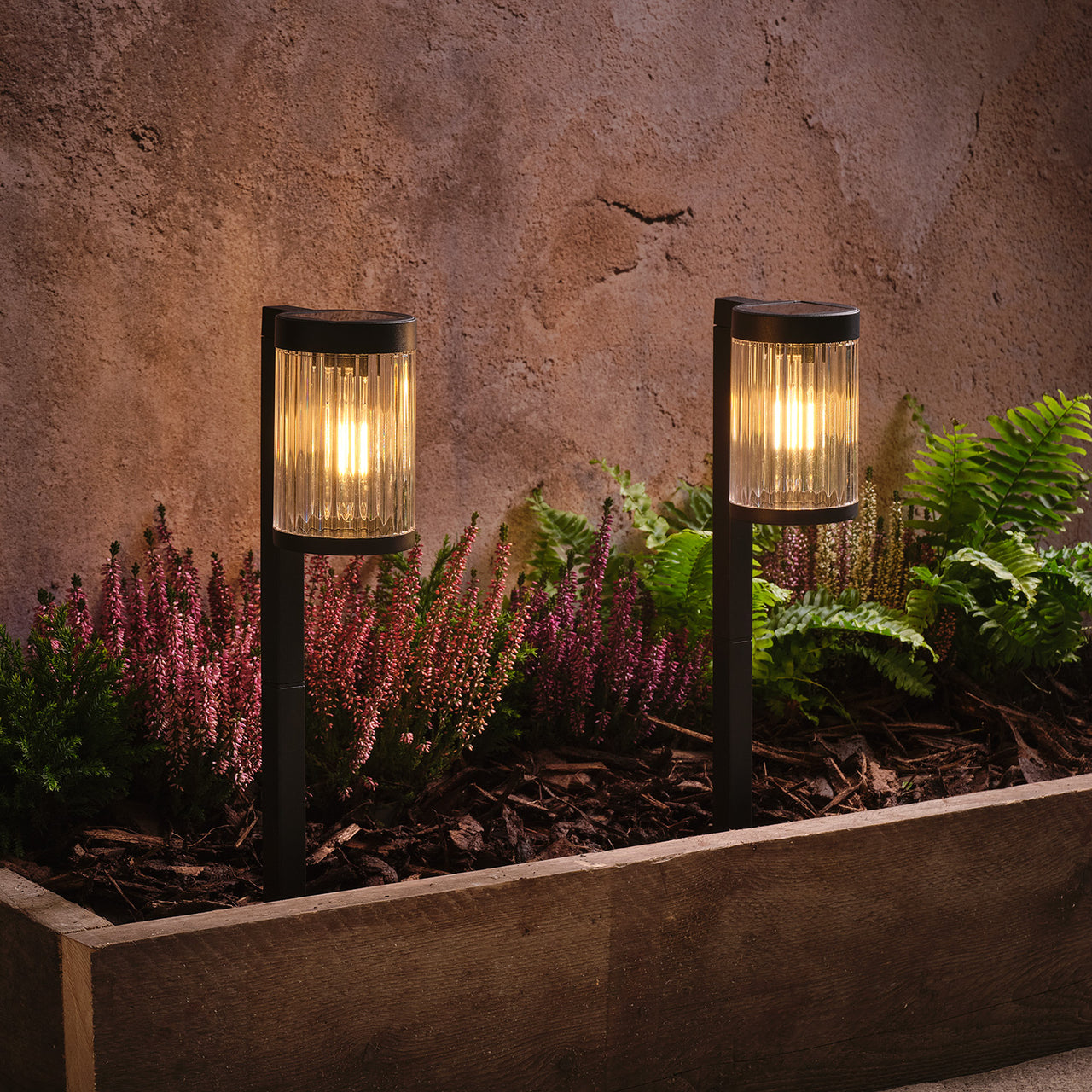 Set of 2 Holkham Fluted Solar Stake Lights