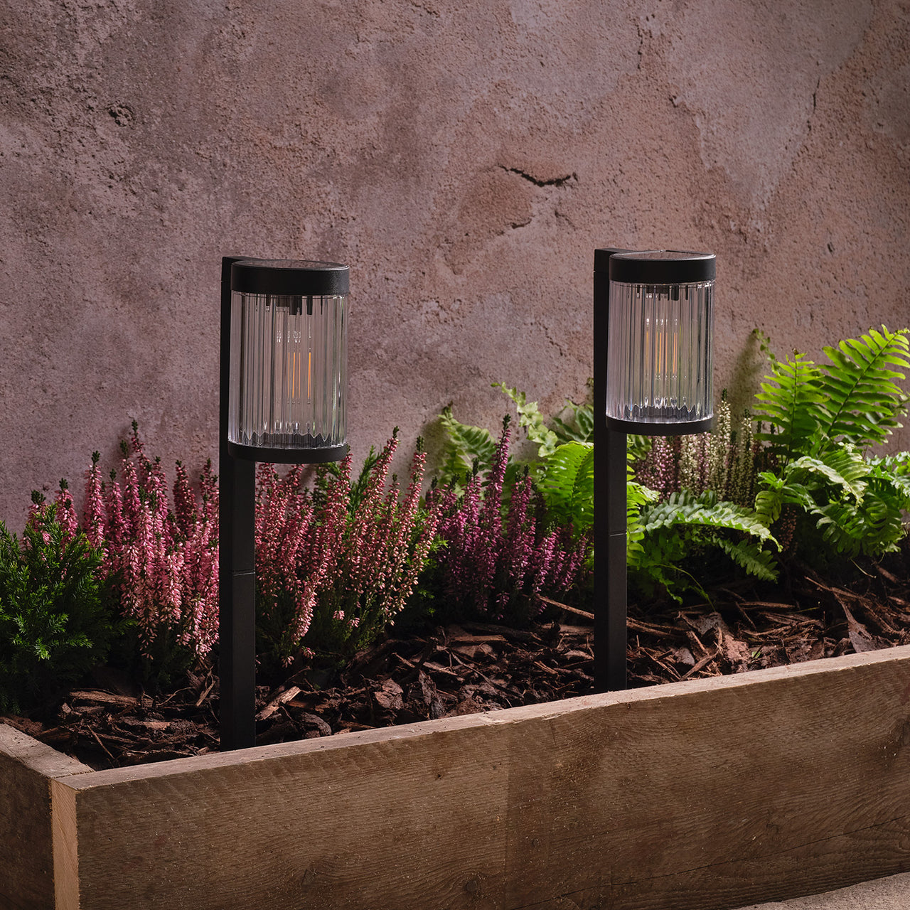 Set of 2 Holkham Fluted Solar Stake Lights