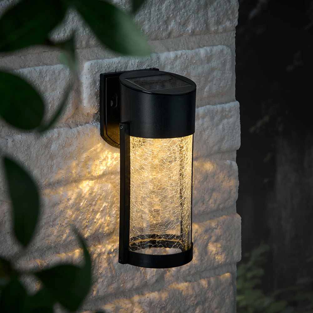 Lyme Crackle Glass Solar Wall Light