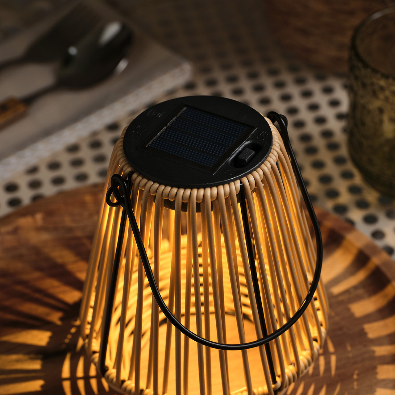 Hygge Wicker Style Solar Lantern