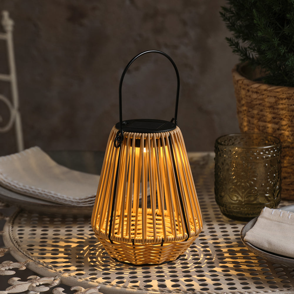 Hygge Wicker Style Solar Lantern